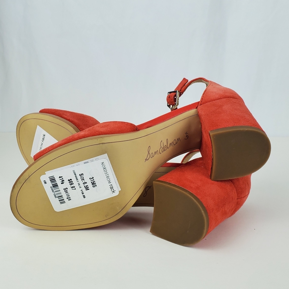 Sam Edelman Coral Leather Block Heel Sandals. - Picture 12 of 15